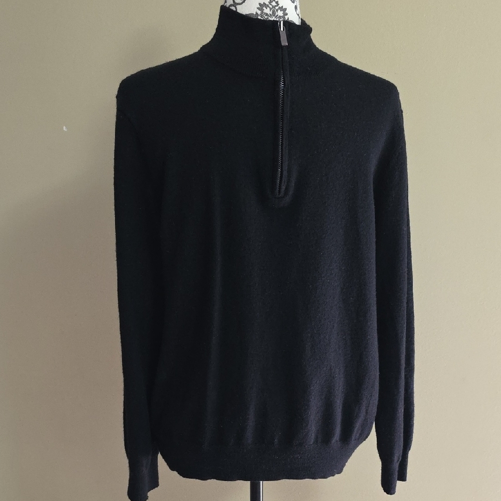Saks Fifth Avenue Classic Black Half-Zip Turtleneck